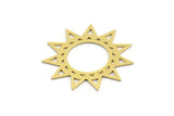 Brass Sun Charm, 8 Raw Brass Ethnic Sun Charms, Charm Pendants, Earring Findings (30x0.60mm) A4365