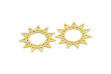 Brass Sun Charm, 8 Raw Brass Ethnic Sun Charms, Charm Pendants, Earring Findings (30x0.60mm) A4365