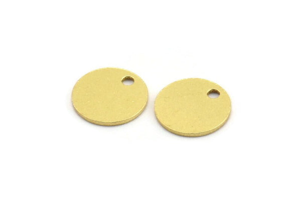 Brass Stamping Tag, 24 Raw Brass Round Charms With 1 Hole (11x0.80mm) A4368