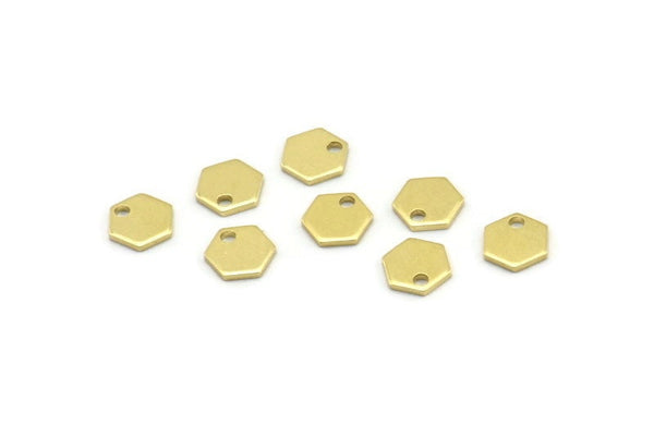 Brass Hexagon Charm, 100 Raw Brass Tiny Hexagon Charms With 1 Hole (6x0.80mm) M03381