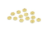 Brass Hexagon Charm, 100 Raw Brass Tiny Hexagon Charms With 1 Hole (6x0.80mm) M03381