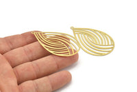 Brass Earring Charm ,10 Raw Brass Textured Drop Earring Charms With 1 Loop Pendants, Findings (52x30mm) E445