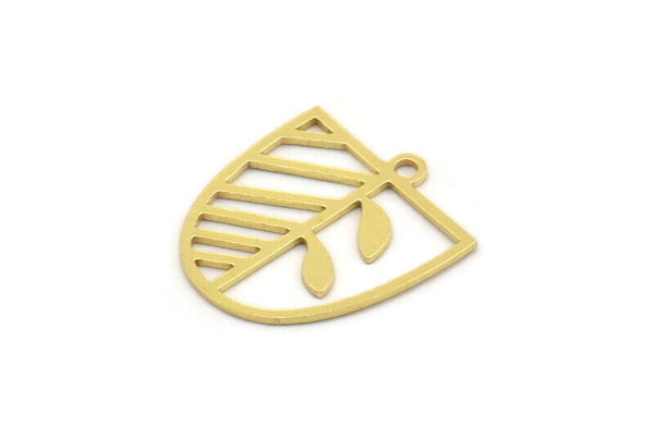 Brass D Shaped Charm, 24 Raw Brass D Shaped Charms With 1 Loop, Earrings, Findings (18x16x0.60mm) A4403