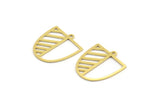 Brass D Shaped Charm, 24 Raw Brass D Shaped Charms With 1 Loop, Earrings, Findings (20x18x0.60mm) A4401