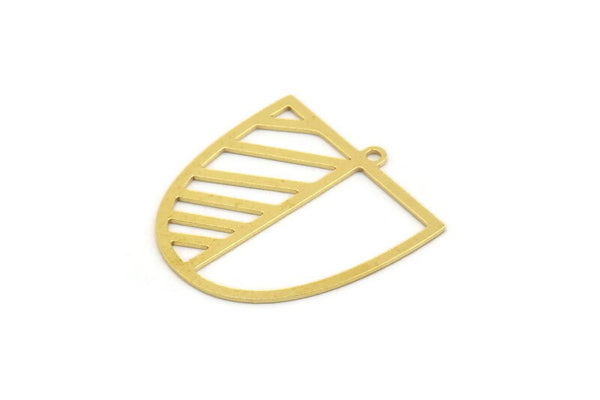 Brass D Shaped Charm, 8 Raw Brass D Shaped Charms With 1 Loop, Earrings, Findings (28x26x0.60mm) A4397