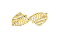 Brass D Shaped Charm, 8 Raw Brass D Shaped Charms With 2 Loops, Earrings, Connector Findings (26x21.5x0.60mm) A4411