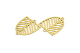 Brass D Shaped Charm, 8 Raw Brass D Shaped Charms With 2 Loops, Earrings, Connector Findings (26x21.5x0.60mm) A4411