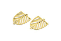Brass D Shaped Charm, 8 Raw Brass D Shaped Charms With 2 Loops, Earrings, Connector Findings (26x21.5x0.60mm) A4411