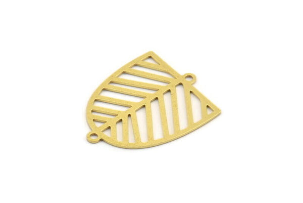 Brass D Shaped Charm, 12 Raw Brass D Shaped Charms With 2 Loops, Earrings, Connector Findings (22x17.5x0.60mm) A4408