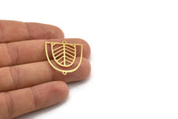 Brass D Shaped Charm, 8 Raw Brass D Shaped Charms With 2 Loops, Earrings, Connector Findings (30x26.5x0.60mm) A4412