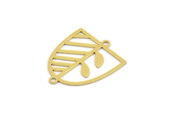 Brass D Shaped Charm, 10 Raw Brass D Shaped Charms With 2 Loops, Earrings, Connector Findings (24x20x0.60mm) A4404