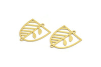 Brass D Shaped Charm, 10 Raw Brass D Shaped Charms With 2 Loops, Earrings, Connector Findings (24x20x0.60mm) A4404