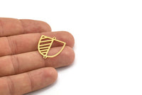 Brass D Shaped Charm, 10 Raw Brass D Shaped Charms With 2 Loops, Earrings, Connector Findings (26x22x0.60mm) A4398