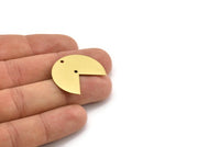 Brass Missing Piece, 10 Raw Brass Three Quarters Stamping Blank Pendants With 2 Holes (30x25x0.80mm) B0168