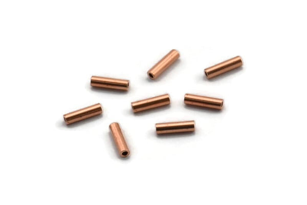 Copper Spacer Beads, 200 Raw Copper Tube Beads (7x2mm) A0663