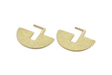 Geometric Earring Findings, 2 Gold Plated Brass Semi Circle Textured Earring Findings (30x40x1mm) BS 1962 Q0598