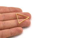 Thick Triangle Charm, 6 Gold Plated Brass Triangles (27x27x27x2.5mm) Brc 138 N0563