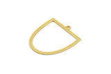 Brass D Shaped Charm, 24 Raw Brass D Shaped Charms With 1 Loop, Earrings, Findings (26x23x0.60mm) A4419