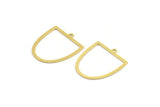 Brass D Shaped Charm, 24 Raw Brass D Shaped Charms With 1 Loop, Earrings, Findings (26x23x0.60mm) A4419