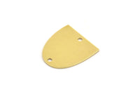 Brass D Shaped Charm, 10 Raw Brass D Shaped Charms With 2 Holes, Earrings, Connector Findings (17x16x0.60mm) A4381