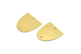 Brass D Shaped Charm, 10 Raw Brass D Shaped Charms With 2 Holes, Earrings, Connector Findings (17x16x0.60mm) A4381