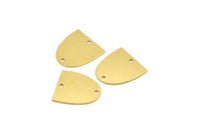 Brass D Shaped Charm, 10 Raw Brass D Shaped Charms With 2 Holes, Earrings, Connector Findings (17x16x0.60mm) A4381