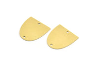 Brass D Shaped Charm, 6 Raw Brass D Shaped Charms With 2 Holes, Earrings, Connector Findings (21x19.5x0.60mm) A4395