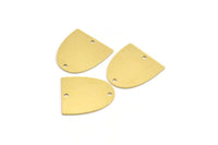 Brass D Shaped Charm, 6 Raw Brass D Shaped Charms With 2 Holes, Earrings, Connector Findings (21x19.5x0.60mm) A4395