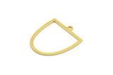 Brass D Shaped Charm, 24 Raw Brass D Shaped Charms With 1 Loop, Earrings, Findings (22x19x0.60mm) A4422