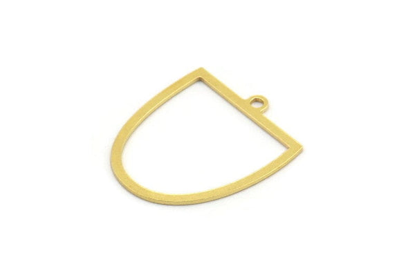 Brass D Shaped Charm, 24 Raw Brass D Shaped Charms With 1 Loop, Earrings, Findings (22x19x0.60mm) A4422