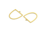 Brass D Shaped Charm, 24 Raw Brass D Shaped Charms With 1 Loop, Earrings, Findings (22x19x0.60mm) A4422