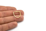 Brass D Shaped Charm, 24 Raw Brass D Shaped Charms With 1 Loop, Earrings, Findings (22x19x0.60mm) A4422