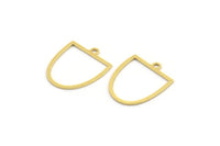 Brass D Shaped Charm, 50 Raw Brass D Shaped Charms With 1 Loop, Earrings, Findings (18x15x0.60mm) A4424