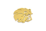 Brass Lion Charm, 8 Raw Brass Lion Shaped Charms With 1 Loop, Pendants, Findings (21.5x20.5x0.60mm) A4376
