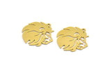 Brass Lion Charm, 8 Raw Brass Lion Shaped Charms With 1 Loop, Pendants, Findings (21.5x20.5x0.60mm) A4376