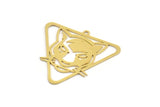 Brass Leopard Charm, 6 Raw Brass Leopard Charms With 1 Loop (32x33.5x0.60mm) A4375