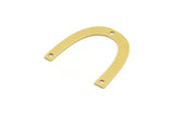 Brass Charm, 12 Raw Brass, Brass Pendants, Charm Pendants, U Shaped Charms, Brass Semi Circle Charms With 3 Holes (23x3.5x0.60mm) A4388