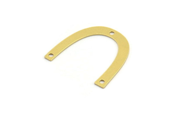 Brass Charm, 12 Raw Brass, Brass Pendants, Charm Pendants, U Shaped Charms, Brass Semi Circle Charms With 3 Holes (23x3.5x0.60mm) A4388
