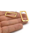 Brass Rectangle Earring, 4 Raw Brass Rectangle Stud Earrings With 1 Hole (30x21x1mm) D1157 A2142