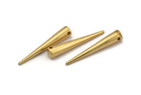 Long Spike Pendant, 5 Raw Brass Extra Long Spike Tribal Pendants (40x7mm) A0758