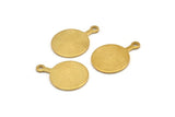 Brass Round Tag, 12 Raw Brass Round Stamping Blanks With 1 Loop, Earrings, Pendants, Findings (22x16x1mm) D0662