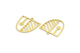 Brass D Shaped Charm, 12 Raw Brass D Shaped Charms With 1 Loop, Earrings, Findings (21x20x0.60mm) A4432