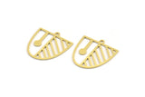 Brass D Shaped Charm, 12 Raw Brass D Shaped Charms With 1 Loop, Earrings, Findings (21x20x0.60mm) A4432