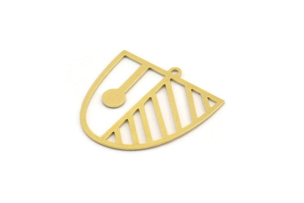 Brass D Shaped Charm, 8 Raw Brass D Shaped Charms With 1 Loop, Earrings, Findings (27x27x0.60mm) A4431