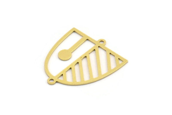 Brass D Shaped Charm, 12 Raw Brass D Shaped Charms With 2 Loops, Earrings, Connector Findings (26x24x0.60mm) A4430