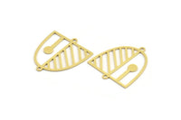 Brass D Shaped Charm, 12 Raw Brass D Shaped Charms With 2 Loops, Earrings, Connector Findings (26x24x0.60mm) A4430