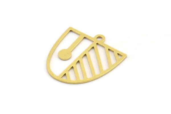 Brass D Shaped Charm, 24 Raw Brass D Shaped Charms With 1 Loop, Earrings, Findings (18x17x0.60mm) A4435