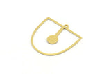 Brass D Shaped Charm, 12 Raw Brass D Shaped Charms With 1 Loop, Earrings, Findings (26x26x0.60mm) A4433