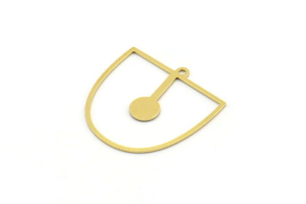 Brass D Shaped Charm, 12 Raw Brass D Shaped Charms With 1 Loop, Earrings, Findings (26x26x0.60mm) A4433