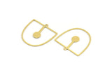 Brass D Shaped Charm, 12 Raw Brass D Shaped Charms With 1 Loop, Earrings, Findings (26x26x0.60mm) A4433